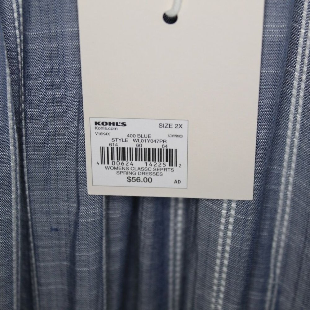 Lauren Conrad Striped Pleated Neck Dress H10666 - Picture 7 of 11
